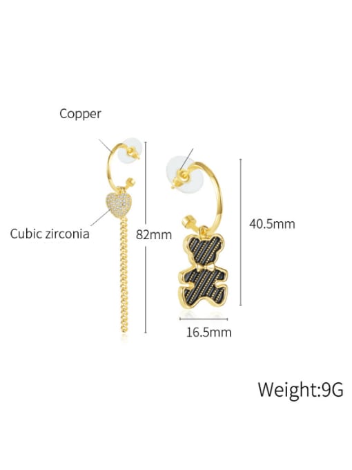 Open Sky Brass Cubic Zirconia Asymmetrical Tassel Cute Huggie Earring 2