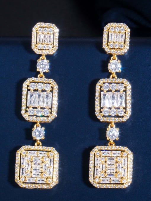 L.WIN Brass Cubic Zirconia Geometric Luxury Drop Earring 2