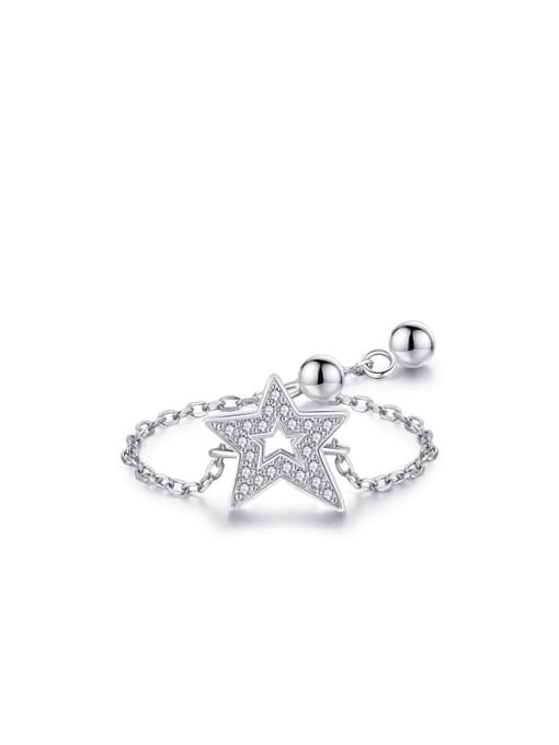 S925 Sterling Silver 925 Sterling Silver Cubic Zirconia Pentagram Minimalist Band Ring