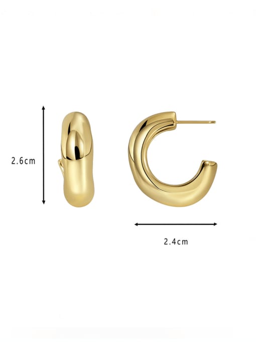 CHARME Brass Smooth Geometric Minimalist Stud Earring 2