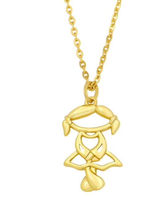 C Brass Cute Hollow  Angel Pendant Necklace