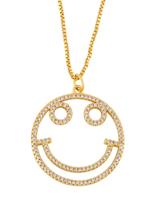 B Brass Enamel Rainbow Trend Smiley Pendant Necklace
