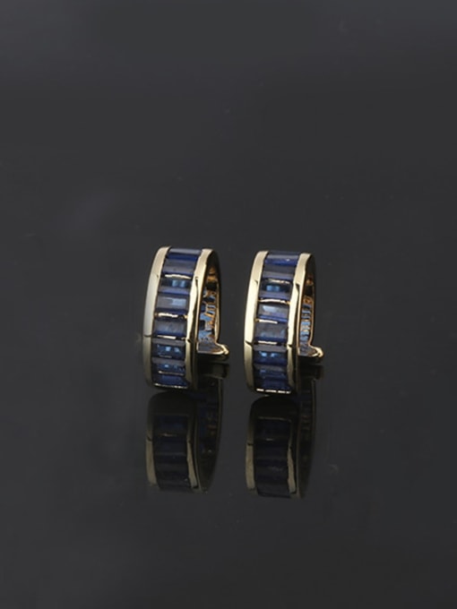 Blue Spinel Brass Cubic Zirconia Geometric Dainty Huggie Earring