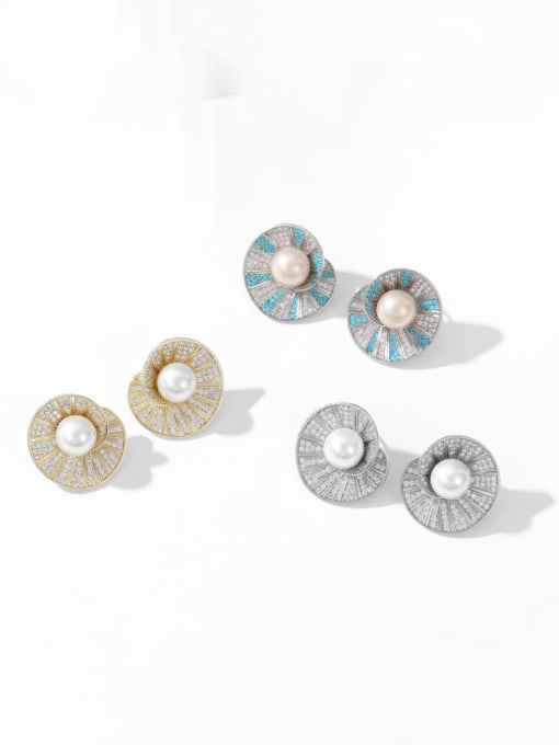 ROSS Brass Cubic Zirconia Geometric Luxury Cluster Earring 3