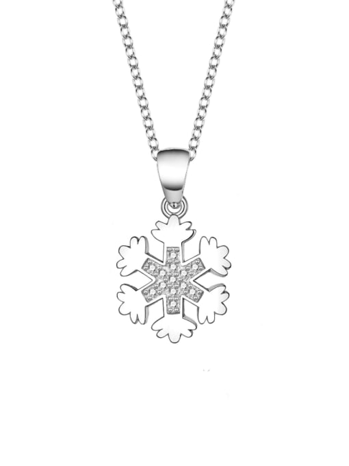 YJXZ 284 (Platinum) 925 Sterling Silver Cubic Zirconia Flower Dainty Necklace