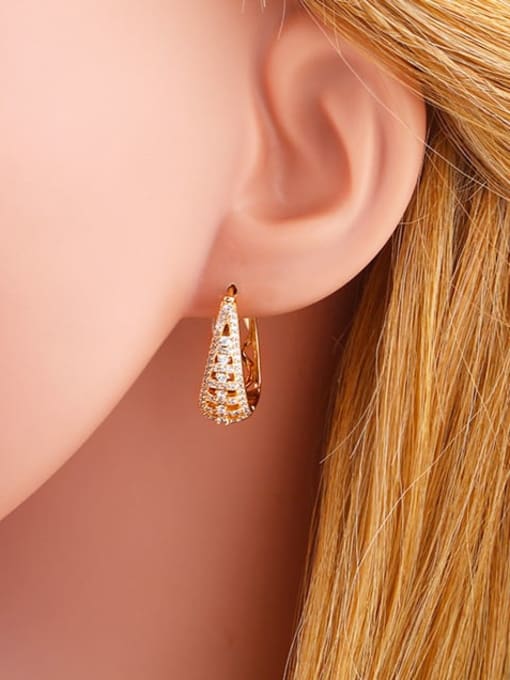 CC Brass Cubic Zirconia Geometric Bohemia Huggie Earring 1