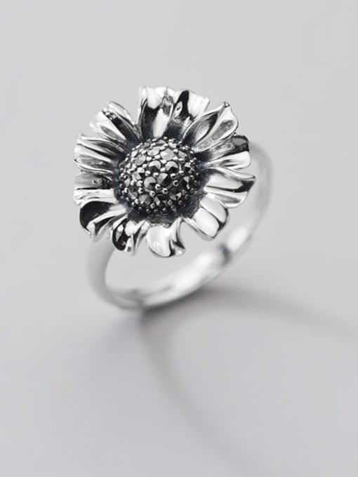 Rosh 925 Sterling Silver Flower Vintage Band Ring 0
