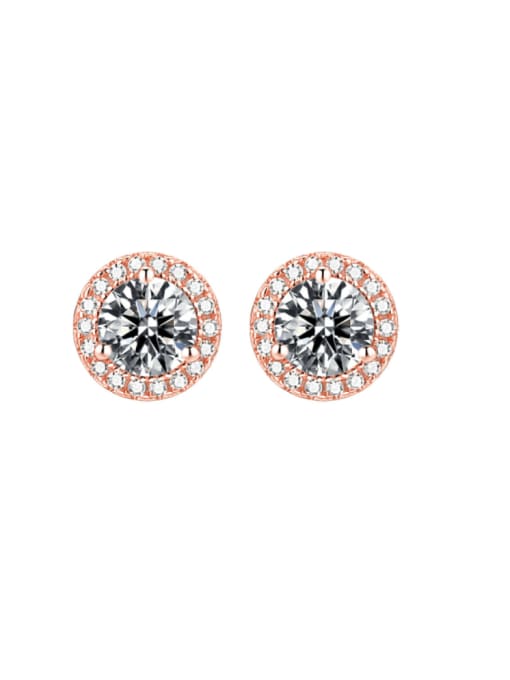 Dan 925 Sterling Silver Cubic Zirconia Round Classic Stud Earring 0