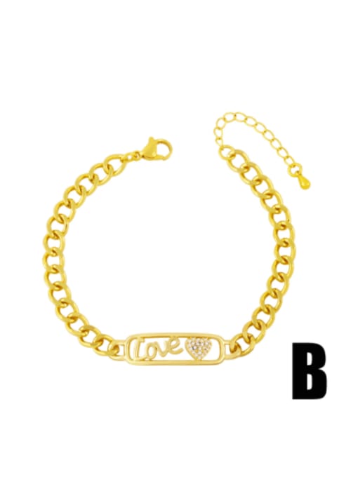 B Brass Cubic Zirconia Star Hip Hop Link Bracelet