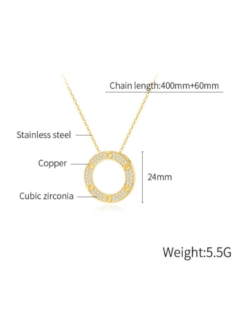 Open Sky Titanium Steel Cubic Zirconia Geometric Minimalist Necklace 3