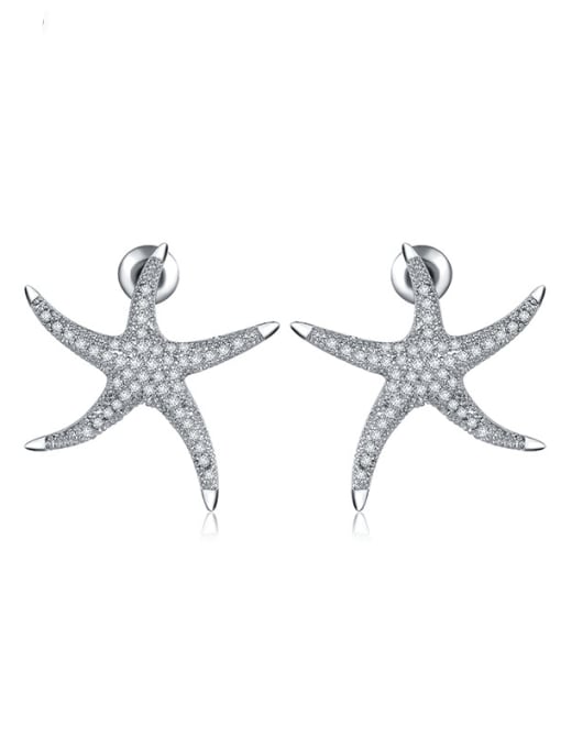 BLING SU Copper Cubic Zirconia Star Luxury Stud Earring
