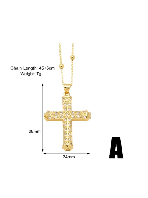 A Brass Cubic Zirconia Cross Hip Hop Regligious Necklace