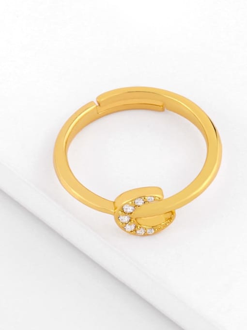 CC Brass Cubic Zirconia Moon Minimalist Band Ring 1