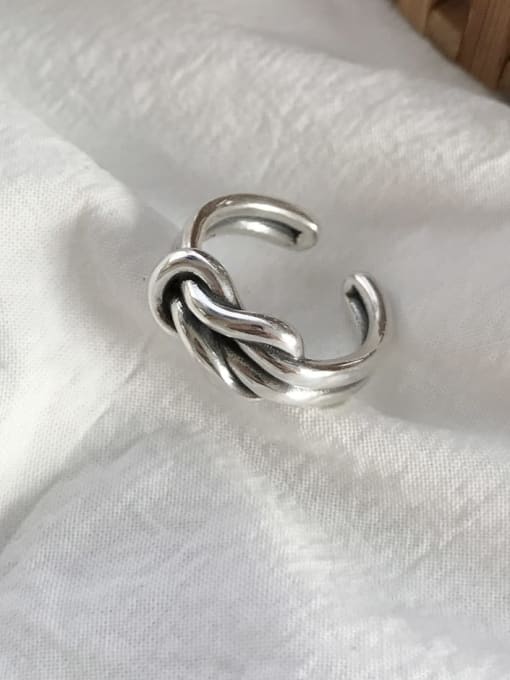 Boomer Cat 925 Sterling Silver knot Vintage Free Size Band Ring 0