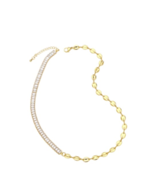 CC Brass Cubic Zirconia  Minimalist Geometric  Bracelet and Necklace Set 2