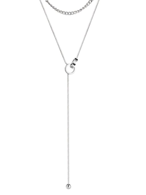 1856 Steel Necklace Titanium Steel Tassel Minimalist Lariat Necklace