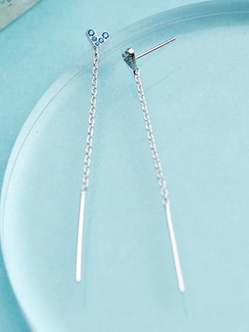 Rosh 925 Sterling Silver Cubic Zirconia  Tassel Minimalist Threader Earring 1