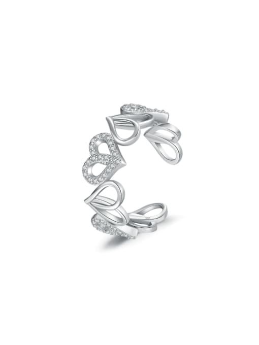 Heart Ring 925 Sterling Silver Cubic Zirconia Hoolow  Heart Dainty Band Ring