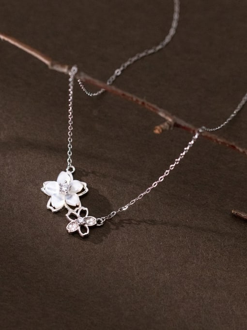 Rosh 925 Sterling Silver Shell Flower Minimalist Necklace 3