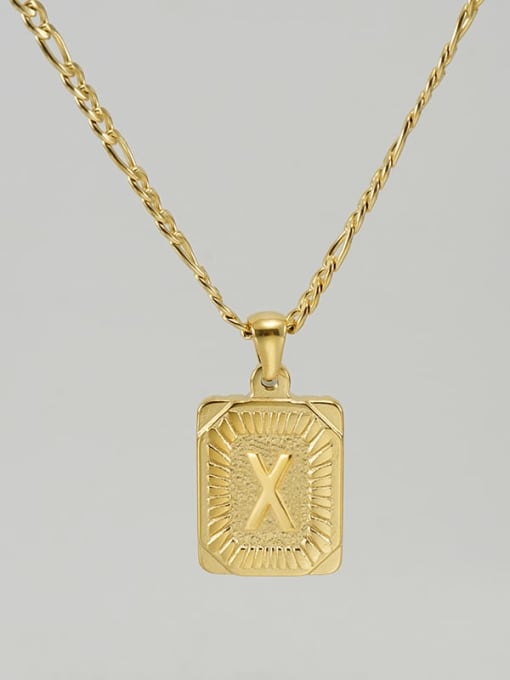 Gold X Titanium Steel Letter Hip Hop coin Necklace with 26 letters