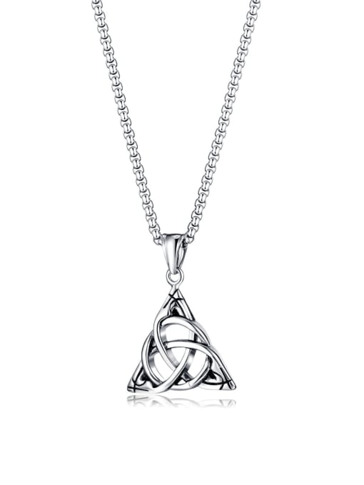 2194 pendant+with pearl chain 3*55cm Titanium Steel Triangle Kont Vintage Necklace