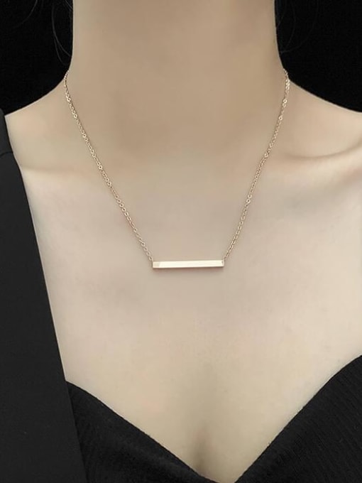 A TEEM Titanium smooth Rectangle Minimalist pendant Necklace 1