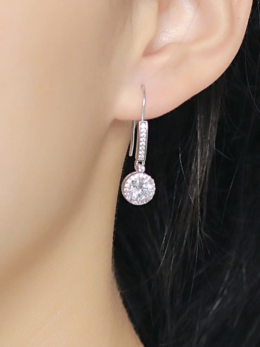 Dan 925 Sterling Silver Cubic Zirconia Geometric Minimalist Hook Earring 1
