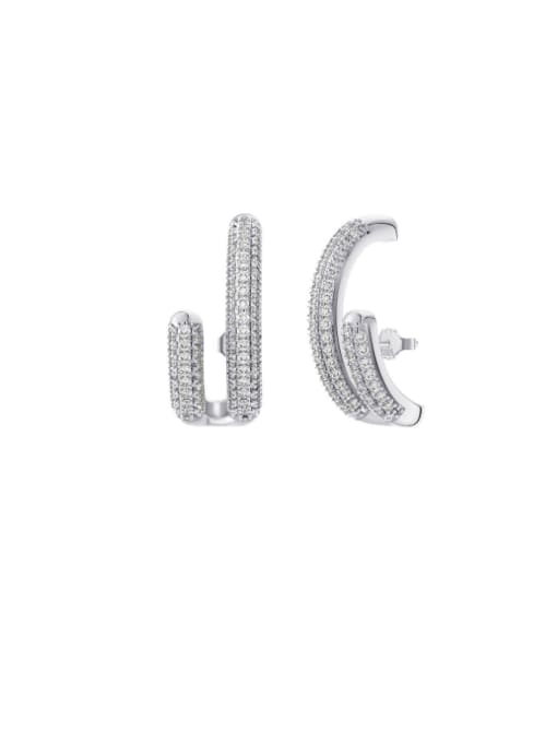 Platinum, weight 2.2g 925 Sterling Silver Cubic Zirconia Geometric Minimalist Stud Earring