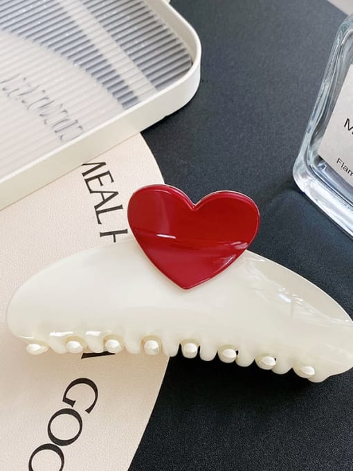 White 13cm Alloy Resin  Enamel Trend Heart  Multi Color Jaw Hair Claw
