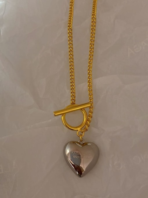 A TEEM Titanium Steel Smooth Heart Vintage Necklace 0