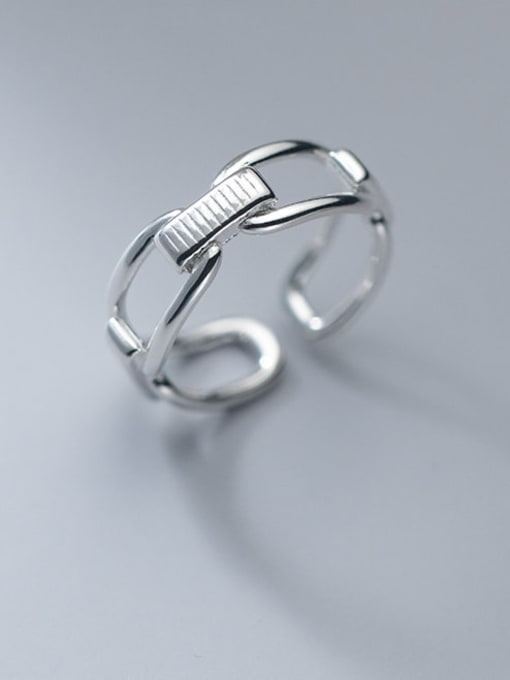 Rosh 925 Sterling Silver Hollow Geometric Minimalist Band Ring 0