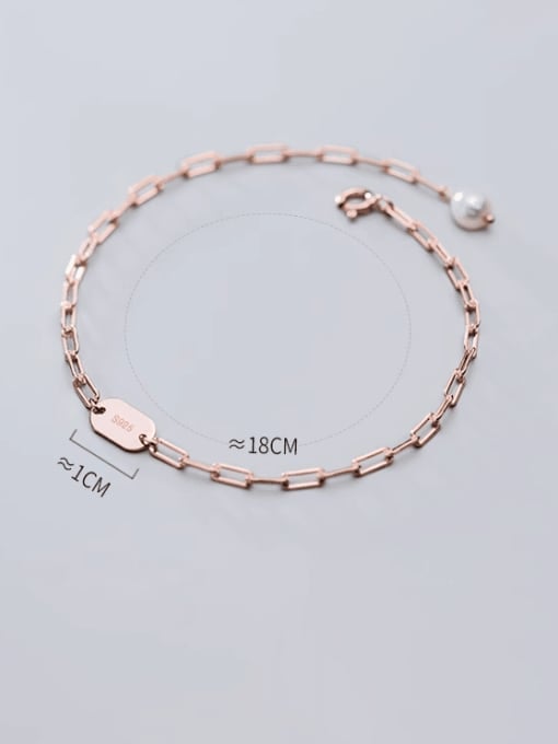 Rosh 925 Sterling Silver Geometric Chain Minimalist Link Bracelet 3