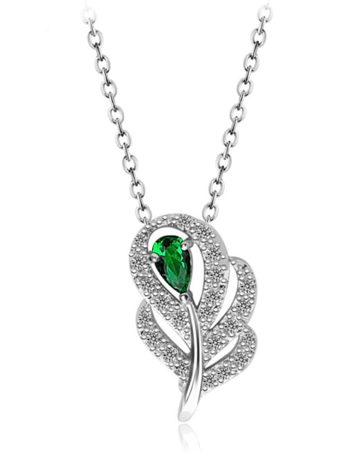 BLING SU Copper Cubic Zirconia Hollow Leaf Dainty Necklace 0