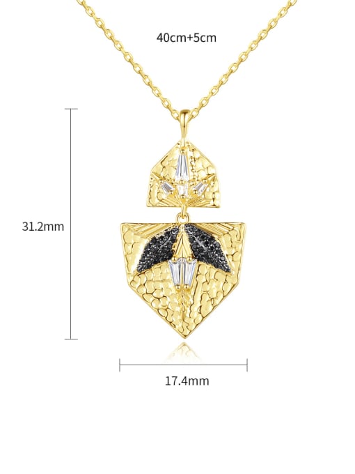 BLING SU Brass Cubic Zirconia Geometric Vintage Necklace 4