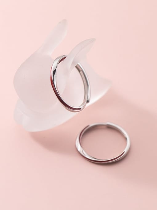 Rosh 925 Sterling Silver Enamel Line Minimalist Couple Ring 1