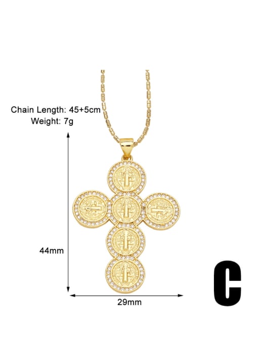 C Brass Cubic Zirconia Cross Ethnic Regligious Necklace