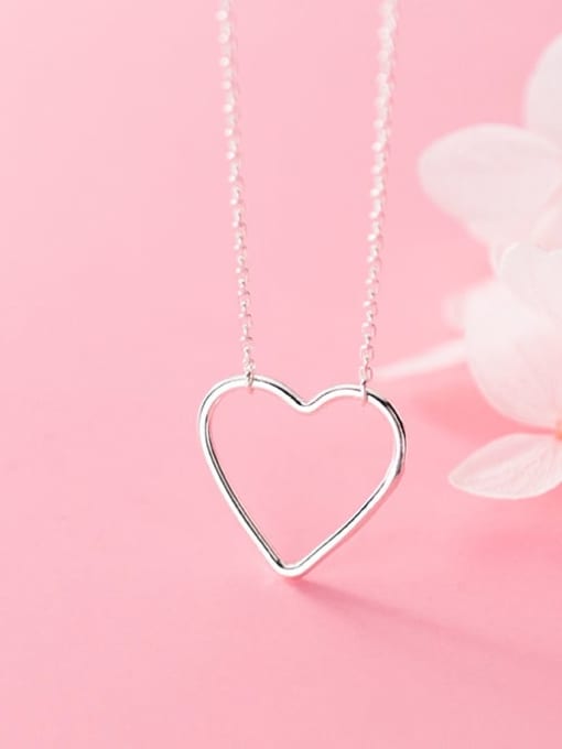 Rosh 925 Sterling Silver Simple Fashion Hollow Heart Pendant Necklace 2