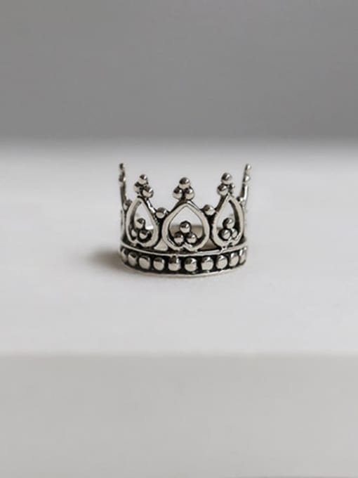 J 292 grand crown ring 925 Sterling Silver Crown Vintage Free Size Band Ring