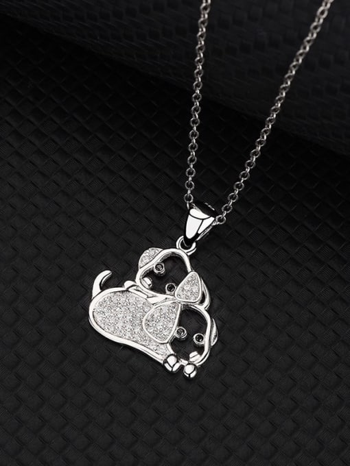 BC-Swarovski Elements 925 Sterling Silver Cubic Zirconia Dog Cute Necklace 3