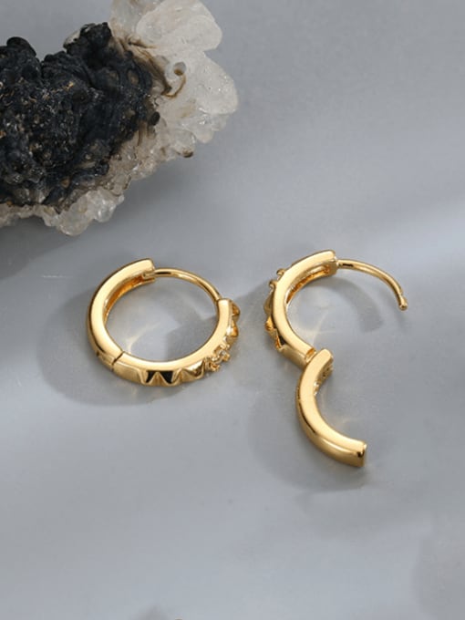 CHARME Brass Cubic Zirconia Geometric Vintage Huggie Earring 3