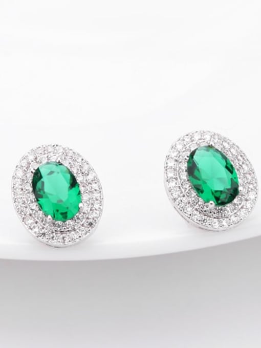Emerald t02a07 Copper Cubic Zirconia Geometric Dainty Stud Earring