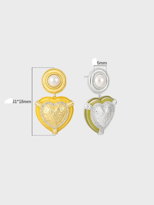 DAKA 925 Sterling Silver Cubic Zirconia Heart Vintage Drop Earring 3