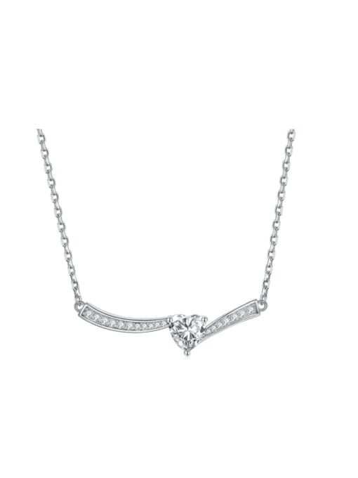 white 925 Sterling Silver Cubic Zirconia Heart Minimalist Necklace