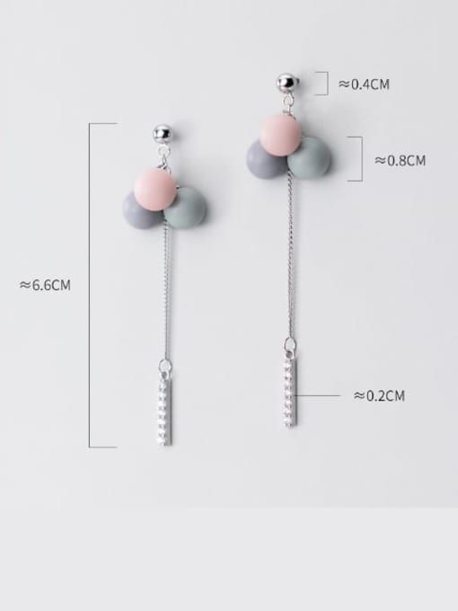 Rosh 925 Sterling Silver Multi Color Bead Trend Threader Earring 2