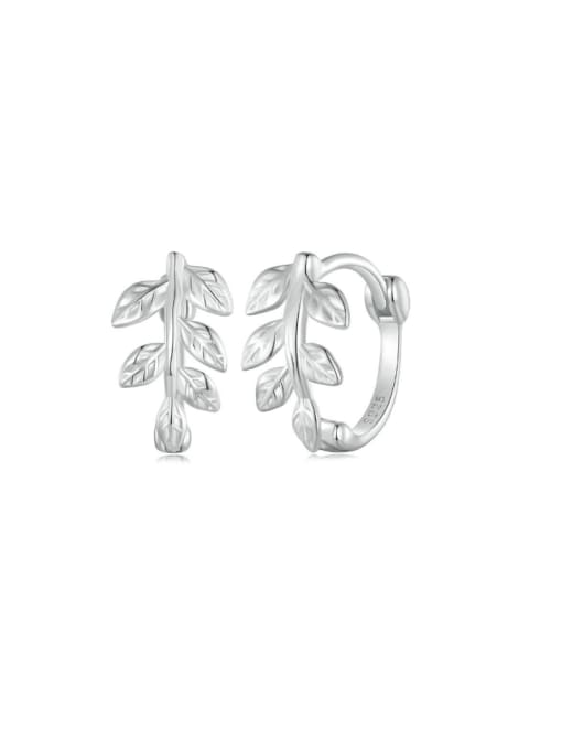 SCE1660 925 Sterling Silver Leaf Trend Huggie Earring