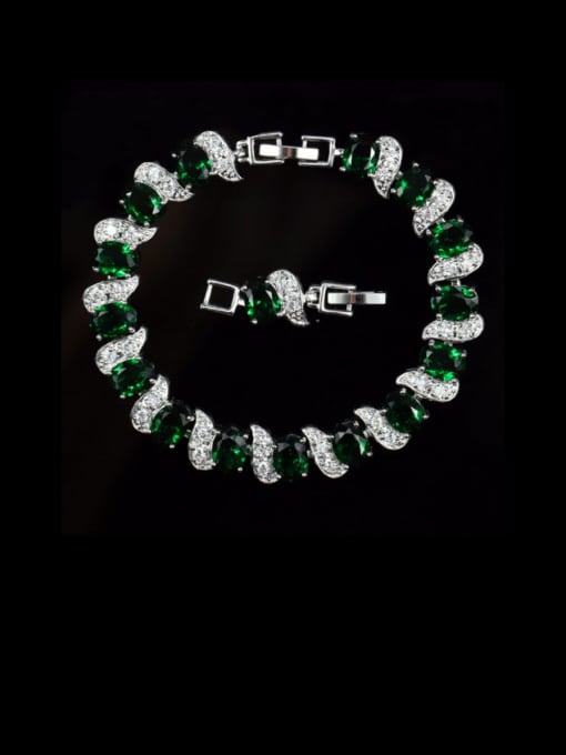 green Brass Cubic Zirconia Geometric Luxury Bracelet