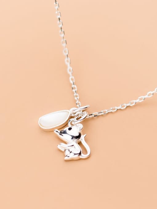 Rosh 925 Sterling Silver  Cute Mouse Pendant Necklace 1