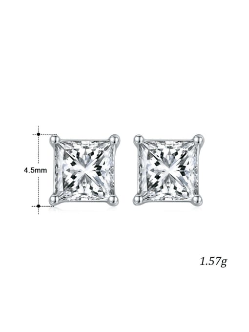 RINNTIN 925 Sterling Silver Cubic Zirconia Square Minimalist Stud Earring 2