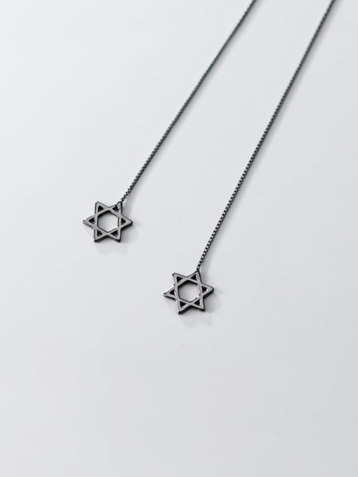 Rosh 925 Sterling Silver  Minimalist Black  Six-Pointed Star Chain Threader Earring 2