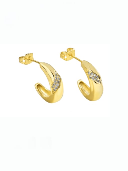 CHARME Brass Cubic Zirconia Geometric Minimalist Stud Earring
